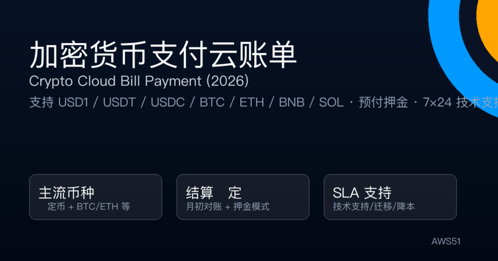Crypto Cloud Bill Payment: USD1/USDT/USDC/BTC/ETH/BNB/SOL (2026)